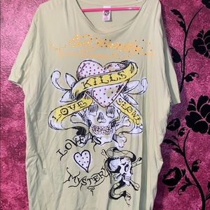 Ed Hardy Size XXL Green T-Shirt